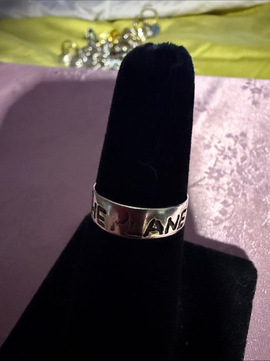 Jewelry - Stamped sterling Silver Text Band Ring - 'Save The PLANET' Visible